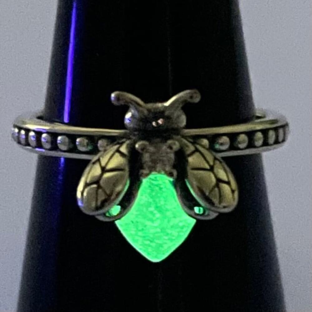 Glow In The Dark You Light Up My Life Stainless Steel Firefly Ring ~ Size 6